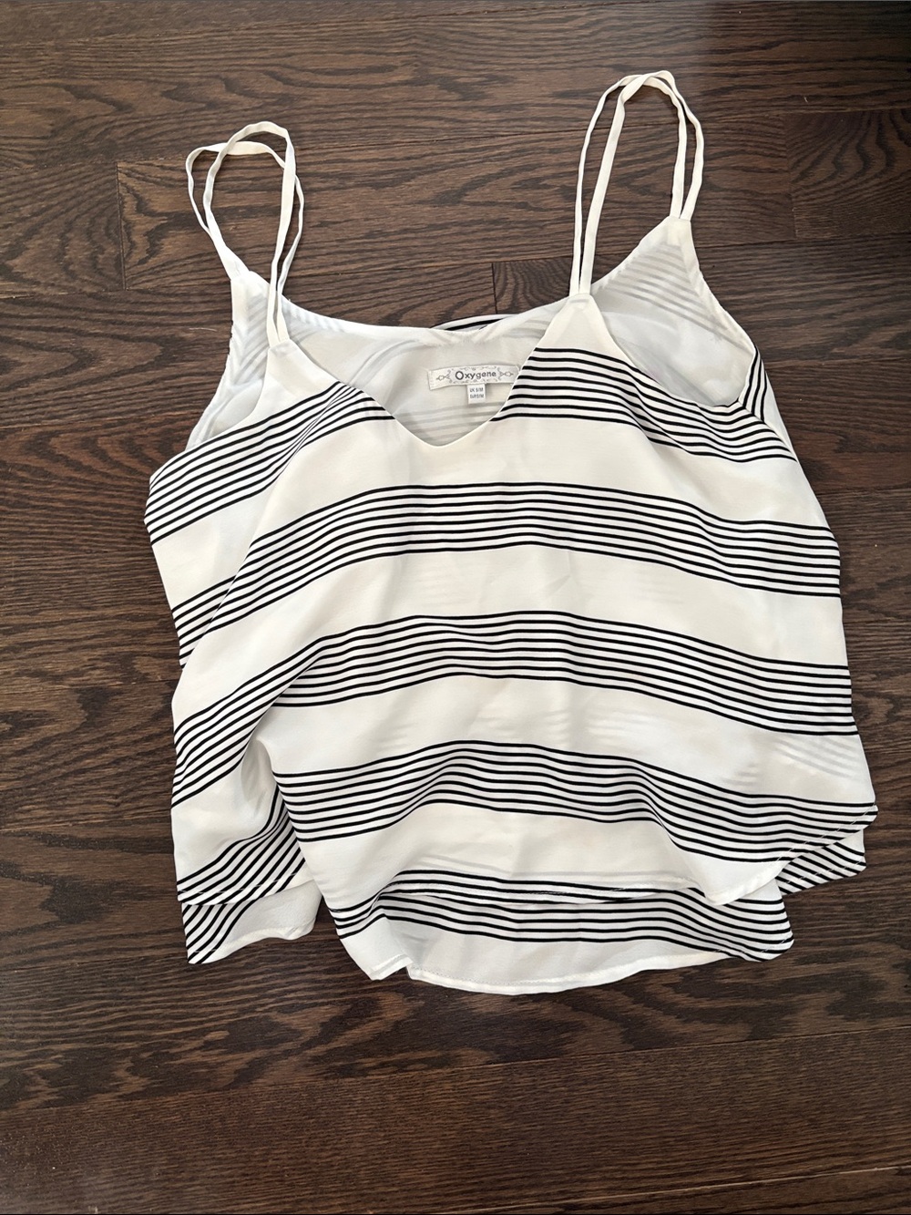 White and Black Striped Camisole Tank Top
